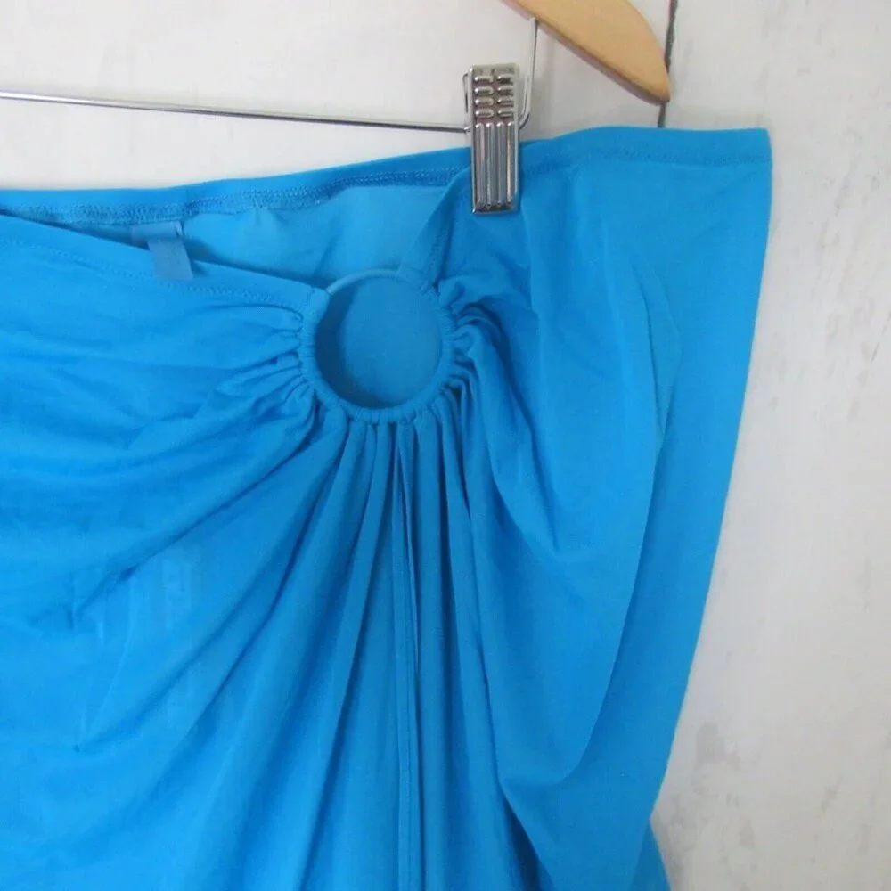 Skims Sarong Skirt 3X Turquoise Blue Mesh Swim Suit‎ Cover Up Plus Size Pull On